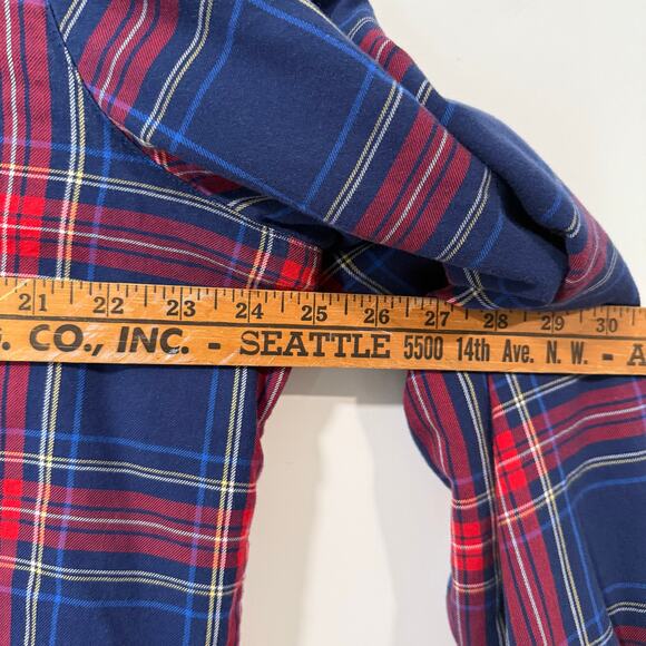 L.L. Bean Women's Fleece-Lined Flannel Shirt Snap-Front Plaid Blue Red XL Reg - Picture 5 of 7